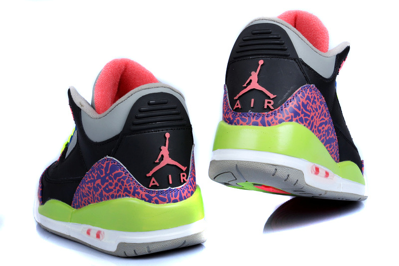 Air Jordan 3 Kid\'S Shoes Black/Greenyellow/Blue/Hotpink Online